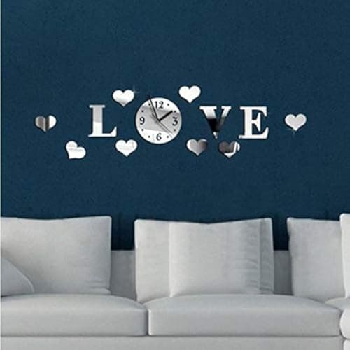 Creative Love Bell Stereo Acrylic Mirror Wall Clock Fashion Home Decoration Wall Clock Unique Design In home Decoration