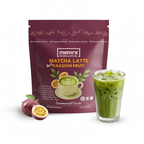 matcha latte with dried freez coconut chunks and mct oil