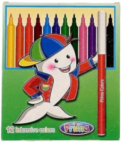 Prima Fiber Tip Coloring Pens - 12 Pieces Writing instrument