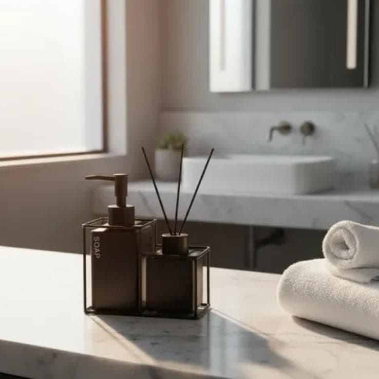 Generic 2-Piece Bathroom Accessory Set with Soap Dispenser and Diffuser, .bar Bathroom container set