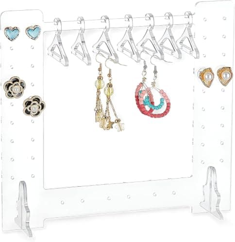 Clear Acrylic Jewelry Organizer Stand with 5 Mini Hangers for Earrings Jewelry storage