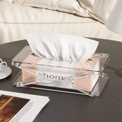 Generic Clear Acrylic Tissue Box Holder, Transparent, Modern Style, for Home and Office Desk, .kl