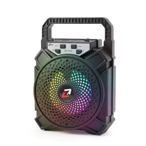 Portable Bluetooth Speaker, 4-Inch Wireless Multimedia Sound Box with TWS Pairing, USB Flash, Memory Card Support and 500mAh Battery, Black, ZR-242S
