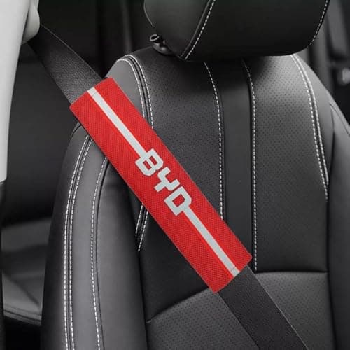 Kaber Misr 2020 - Leather Car Seat Belt Cover Case - 2 Piece Soft Touch With Strap Suitable For All Cars - Red