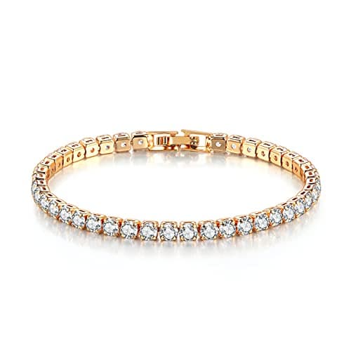 Wisslotus 14K Gold Plated 4mm Cubic Zirconia Classic Tennis Bracelet for Women Wedding Jewelry Gift Size 6.5-7.5 Inch