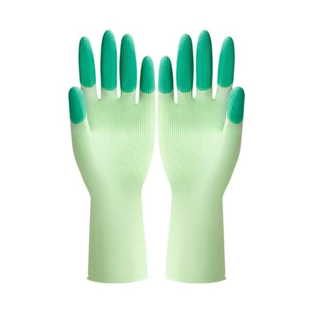 Silicone Cleaning Gloves for Dishwashing and Home Scrubbing 2 Pieces Multi-Purpose Non-Slip Surface Design Assorted Colors Durable Kitchen Tool Protective glove
