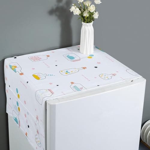 Waterproof Refrigerator Cover Plastic Fridge Top Organizer with Side Pockets
