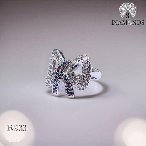 3 Diamonds 292474661779432 A Bow Platinum Plated Ring For Women With Zircon Stone - Silver