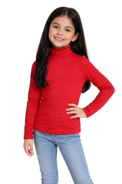 Ajyal Nay Girls Cotton Mock Neck Long Sleeve T-Shirt | High Neck Basic Top