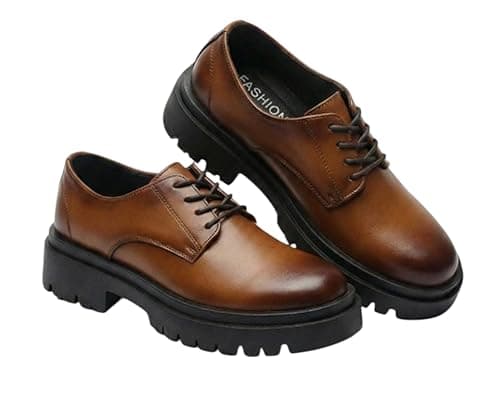 Romba Sport Men's Classic Shoes, Faux Leather, Compressed Rubber Insole, Medical Brushes, Black and Brown, Sizes 41-45