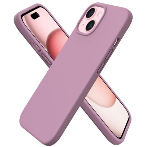 ORNARTO iPhone 15 Silicone Case - Purple Lilac | Liquid Silicone, Full Shock Protection, Soft Microfiber Interior Cellular phone case