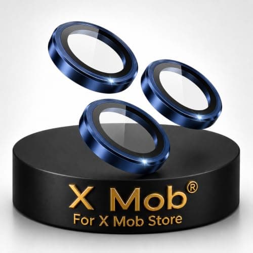 X Mob Camera Lens Protector Rings Compatible with Phone 9H Tempered Glass Camera Lens Protector Ultra-Thin Aluminum Alloy Lens Screen Protector (Navy, IPhone 12 Pro Max)