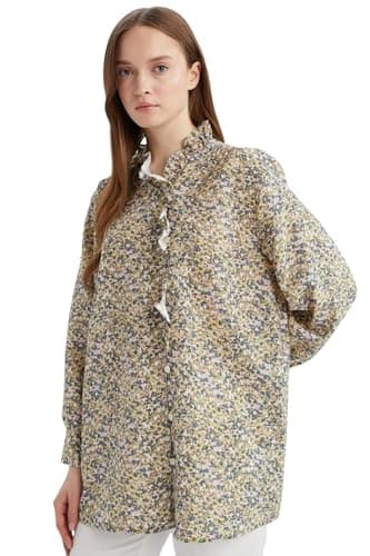 DeFacto Womens CNS Regular Fit Frill Neck Long Sleeve Woven Top Long Sleeve Tunic Tunic (pack of 1) Shirt