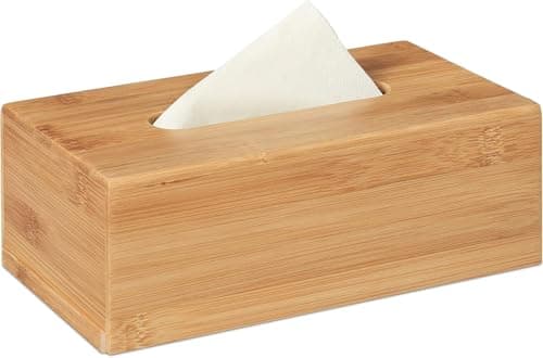 Imported Bamboo Wood Tissue Box Modern Elegant Large Office Desk Organizer