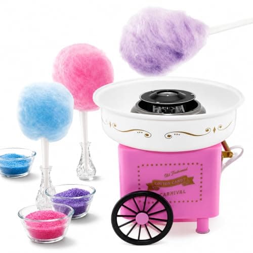 Cotton Candy Machine Home Retro Classic Candy Machine Electric Candy Making Machine Solid Candy Color Sugar Maker with Safe Bowl and Stainless Steel Heating Plate for Party Birthday
