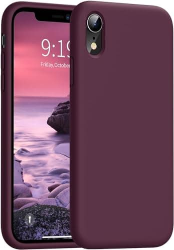 ELMO3EZZ Silicone Case for iPhone XR [Ultra Slim] Shockproof Protective Phone Cover with [Soft Microfiber Lining] 6.1 inch - (Wine Red) Cellular phone case