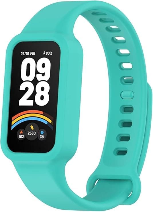 Compatible with Xiaomi Smart Band 9 Active/Xiaomi Redmi Smart Band 3, Soft Silicone, Comfortable Protective Case and Built-in Replacement Watch Band