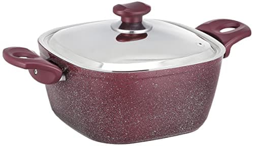 Top Chef Granite Square Cooking Pot, Size 24 - Burgundy