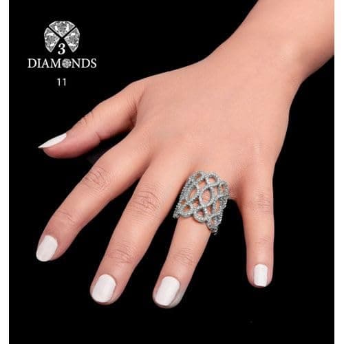 3 Diamonds 292474661779179 Platinum Plated Ring for Women with Zircon Stone - Silver
