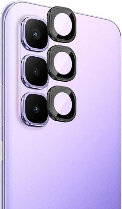 Camera Lens Protector (Compatible with Infinix Hot 50) Accessories, 9H Tempered Glass Screen with Individual Metal Rings for, Case Friendly, Anti-Scratch (Black)