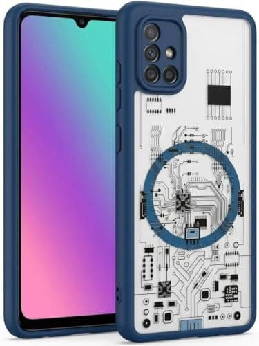 Compatible with Samsung Galaxy A51 Electronic Clear Fashion Hard Case Cover gives your phone strong protection and a unique look, Made of durable material that is scratch and shock resistant (Navy) Portable electronic device cover