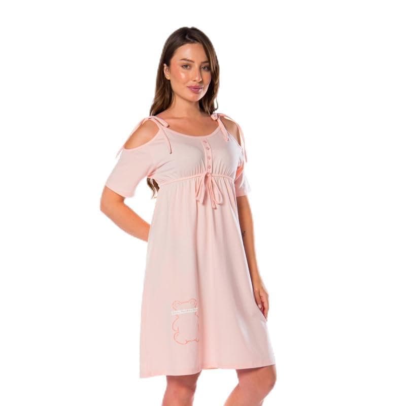Cotton Zone Women's home wear - R1124 - half cut-out sleeves cotton nigh shirt Nightgown nightshirt