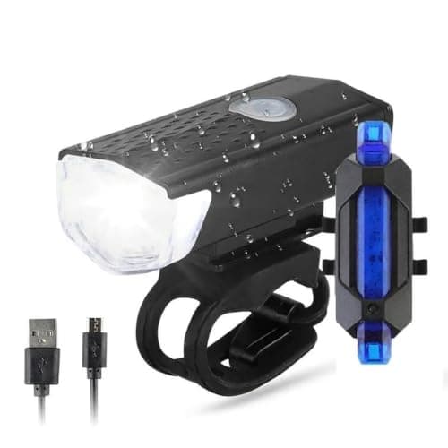 Bicycle Light Kit, Waterproof, Rechargeable, Front and Rear Red