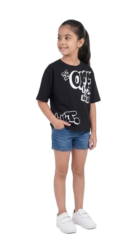 Pebeo Girls Printed Short Sleeve Comfortable and Stylish T-Shirt Black & White 16Y
