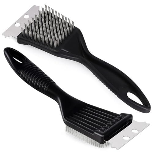 2 Pcs Grill Brush and Scraper,Barbecue Grill Cleaning Brush Stainless Steel Wire Grill Brush BBQ Cleaner Accessories for Outdoor Grill, Durable and Easy to Clean