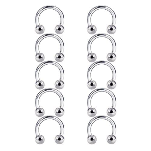 COTTVOTT 10pcs 14G 16G Stainless Steel Horseshoe Hoop Rings Ear Eyebrow Nose Septum Piercing 6-14mm Piercing jewelry