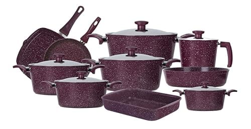 Top Chef Granite Cookware Set 16-Pieces, Burgandy
