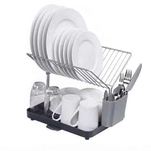 Steel Drainer - Premium Quality Stainless Steel Dish Drying Rack with Stable Base and Efficient Drainage, Spacious Design Holds Plates, Bowls, Cups, Spoons, Durable Construction Prevents Damage
