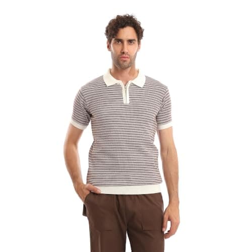 Andora Mens Knitted Striped Short Sleeves T-Shirt (pack of 1)