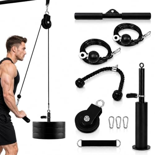 GothicBride Cable Pulley Fitness Set for Home Gym, Cable Pulley Fitness with Pulley & Charging Pin, Triceps Training Device with Triceps Rope & Lat Pull Bar
