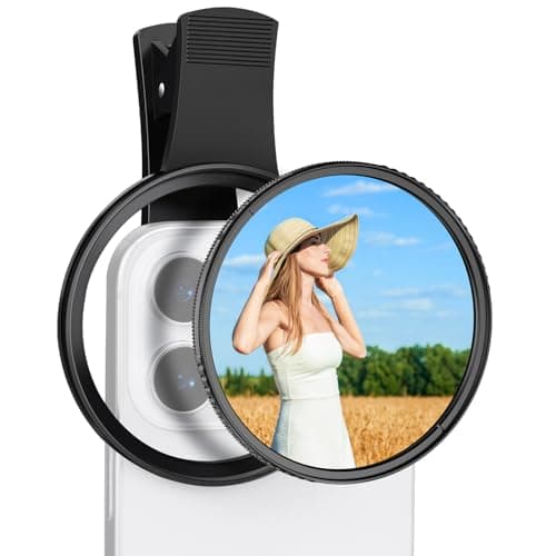 K&F CONCEPT 67mm Clip-on Black Diffusion 1/4 CPL Phone Lens Filter Kit | Mist Cinematic Effect Filter Compatible with iPhone 16 15 14 13 12 11, for Video/Vlog/Portrait Photography, FP101 Camera lens filters
