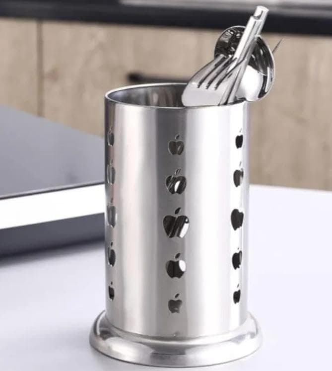 Generic Stainless Steel Cutlery Holder with Drainage Holes, Rust-Resistant Utensil Caddy for Forks, Spoons, and Knives, .bak