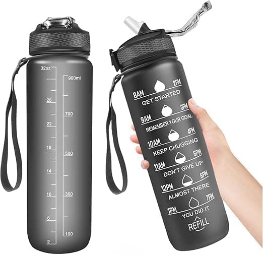 3 Piece Water Bottle Set 2L 1L 500ml with Stainless Steel Lids and Carrying Straps for Gym Sports Fitness Daily Hydration and Outdoor Activities