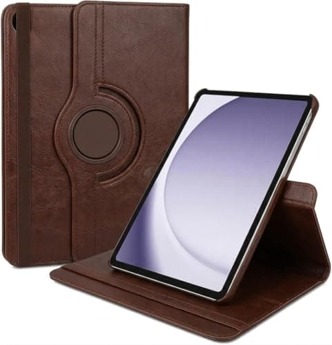 X Mob 360 Degree Rotating Case Cover Compatible with Samsung Galaxy Tab A9 8.7 inch, Tab A11 8.7 inch Flip Stand Leather Pattern (Brown) Portable electronic device cover