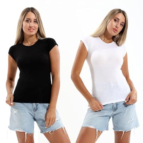 Cottonil Pack Of 2 Undershirt Short Sleeve Cotton Lycra For Women Shirt