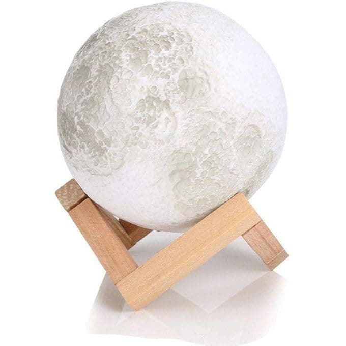 3D Luminous Moon – LED Decorative Lamp with Wooden Base | Multicolor Touch & USB Lighting