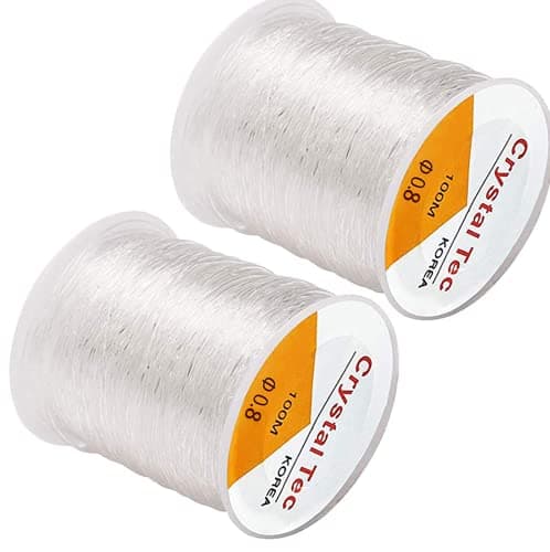 2Pack Elastic String, Jewelry Cord, Elastic Bracelet Rope Crystal Beading Cords, Transparent Elastic Beaded Line, Can Easily Pass Through Beaded Jewelry, Suitable for DIY Jewelry Making (0.8mm) Thread cord