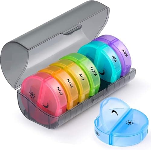 Circle M Weekly Pill Organizer, 7-Day AM/PM Design, Large Capacity for Pills/Vitamins/Fish Oil, BPA Free with Easy Clean Surface, Grey Personal pill dispenser
