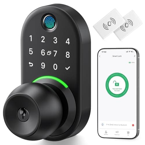 Keypad Smart Door Knob Lock, Yamiry Fingerprint Keyless Entry Handle Lock | Electronic Knob for Front Door, Digital Codes, Easy Installation, Passage Mode, Auto Lock, Works with Existing Deadbolt