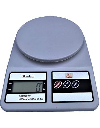 SATO Digital Kitchen Food Scale SF-400, Cooking and Baking, Weight gr - lb - oz, 22 lb - 10 kg, With TARA, Scale Kitchen Accurate - High Precision, Color White Weigh scale