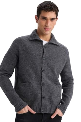 DeFacto Mens Standart Fit Mock Turtle Neck Tricot Cardigan E8396AX Cardigan (pack of 1) Sweater