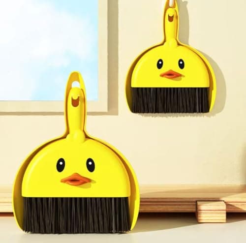 BEDAYA Cute Duck Mini Dustpan and Hand Broom - Portable Desktop Cleaning Kit for Tight Spaces, Keyboard, Car - Modern Home Cleaning Tools.
