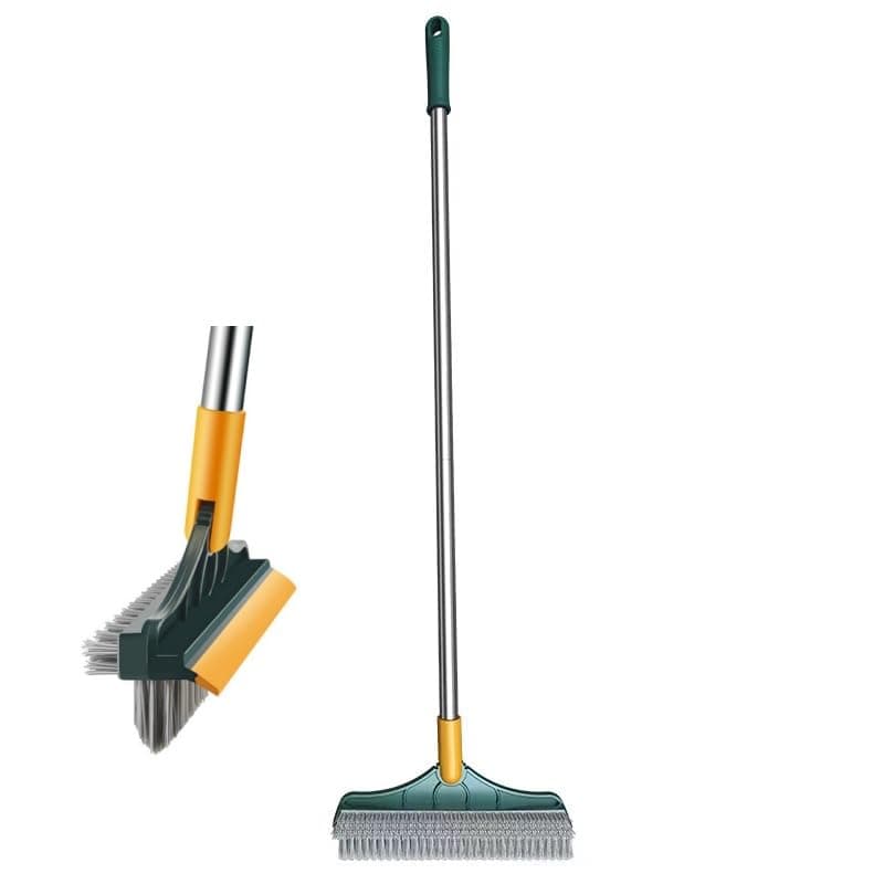 3 in 1 Cleaning Scrub, V-Shape Stiff Bristle Scrubber with Squeegee 120°Rotating Magic Broom for Cleaning Bathroom Glass Wall (3 in 1 Dark Green)
