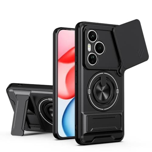 GOLDEN MASK Compatible With Honor 400 Pro Ring Case With stand And Camira Holder Case (Black) Cellular phone case