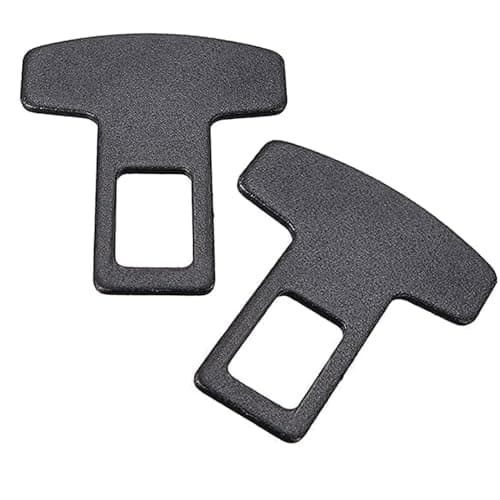 KaberTrade Double Seat Belt Lock Clip for Car, Safety Belt Clip and Alarm Clip, Alarm Sucker (Solid Black) - Metal 2 Piece - by KaberTrade