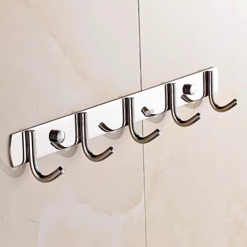 Generic 5-Hook Stainless Steel Wall Hanger for Bedroom Kitchen Bathroom, .ar